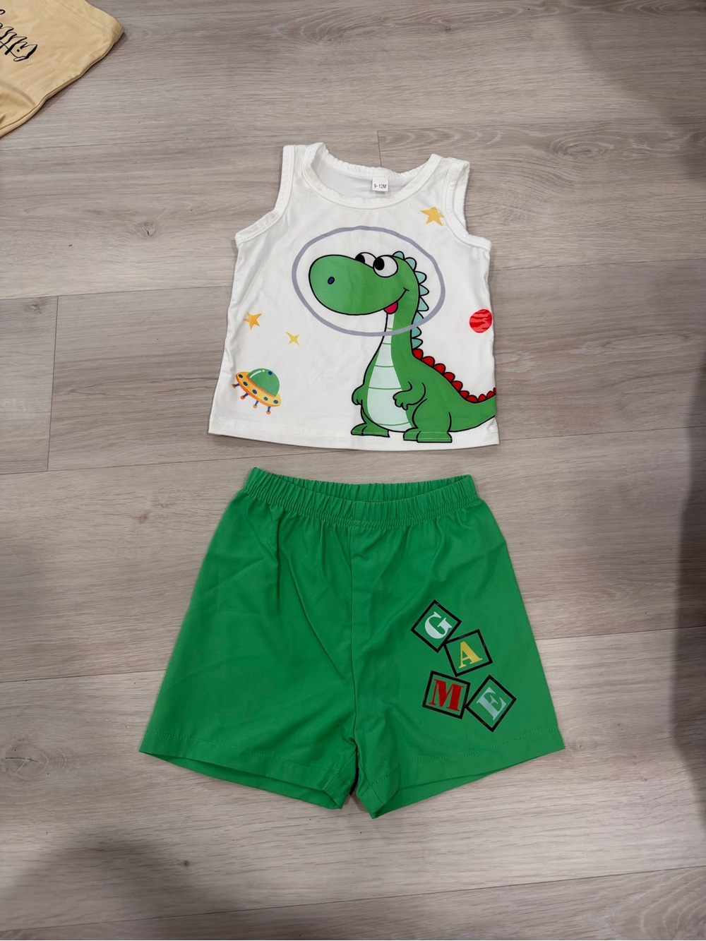 Toddler Green Dino Tank Top & Shorts Set - Green & White
